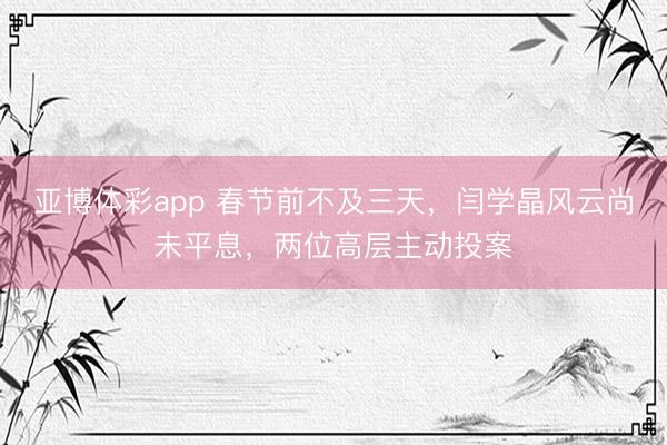 亚博体彩app 春节前不及三天，闫学晶风云尚未平息，两位高层主动投案