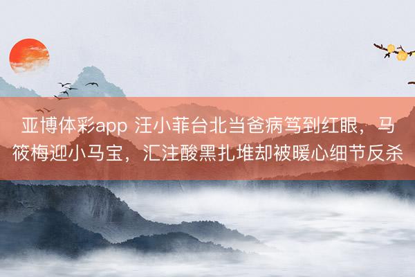 亚博体彩app 汪小菲台北当爸病笃到红眼,马筱梅迎小马宝,汇注酸黑扎堆却被暖心细节反杀