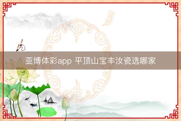 亚博体彩app 平顶山宝丰汝瓷选哪家