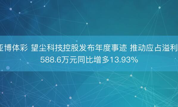 亚博体彩 望尘科技控股发布年度事迹 推动应占溢利9588.6万元同比增多13.93%