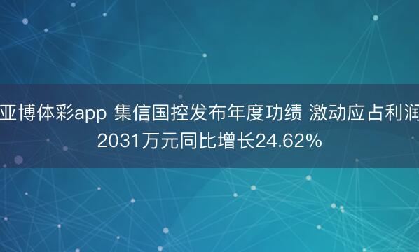 亚博体彩app 集信国控发布年度功绩 激动应占利润2031万元同比增长24.62%