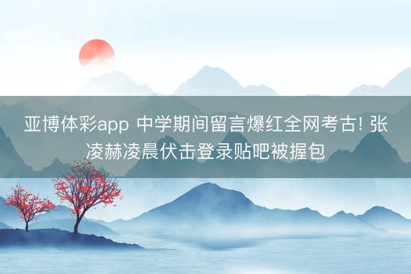 亚博体彩app 中学期间留言爆红全网考古! 张凌赫凌晨伏击登录贴吧被握包