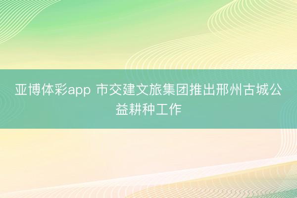 亚博体彩app 市交建文旅集团推出邢州古城公益耕种工作