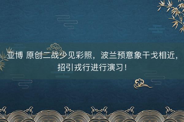 亚博 原创二战少见彩照,波兰预意象干戈相近,招引戎行进行演习!