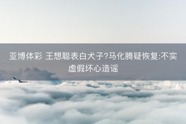 亚博体彩 王想聪表白犬子?马化腾疑恢复:不实虚假坏心造谣