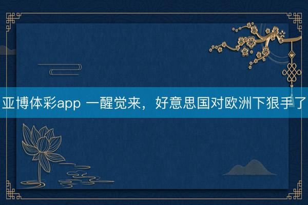 亚博体彩app 一醒觉来，好意思国对欧洲下狠手了