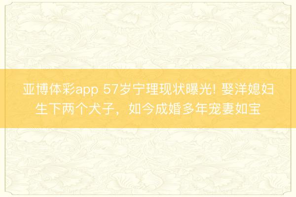 亚博体彩app 57岁宁理现状曝光! 娶洋媳妇生下两个犬子，如今成婚多年宠妻如宝