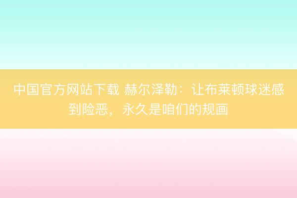 中国官方网站下载 赫尔泽勒:让布莱顿球迷感到险恶,永久是咱们的规画