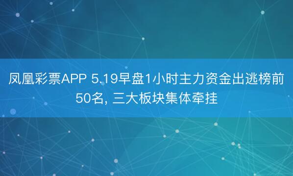 凤凰彩票APP 5.19早盘1小时主力资金出逃榜前50名, 三大板块集体牵挂