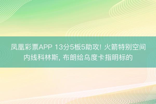 凤凰彩票APP 13分5板5助攻! 火箭特别空间内线科林斯, 布朗给乌度卡指明标的
