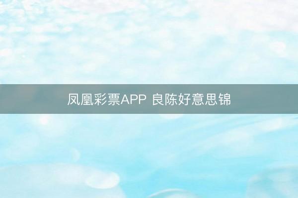 凤凰彩票APP 良陈好意思锦