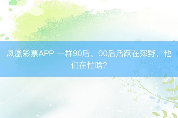 凤凰彩票APP 一群90后、00后活跃在郊野，他们在忙啥？