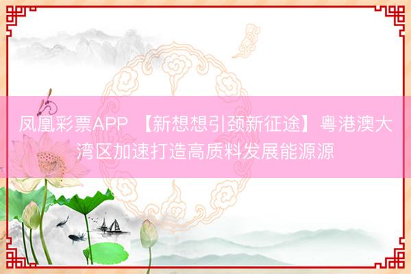 凤凰彩票APP 【新想想引颈新征途】粤港澳大湾区加速打造高质料发展能源源